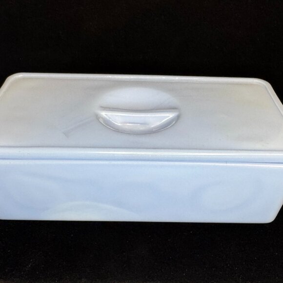 Vtg Jeannette Delphite blue Rectangular Refrigerator Dish With Lid MCM - 1463 - Picture 1 of 14